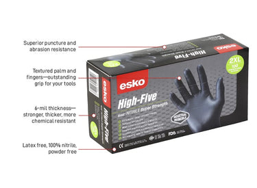 Esko Super Strength Nitrile Industrial Black Gloves - Kiwi Workgear